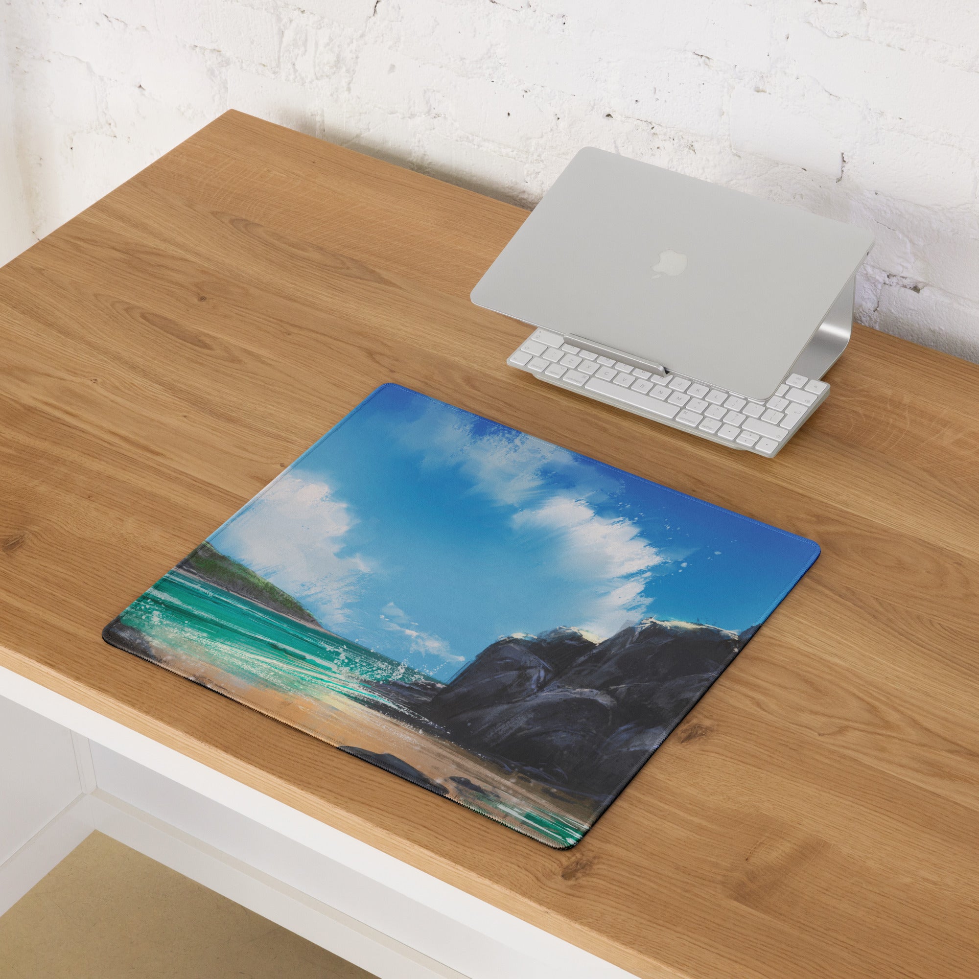 Coastal Sky Seascape Gaming Mouse Pad - Seascape Mouse Pad Blue Turquoise Desk Setup Calm Mood Non Slip