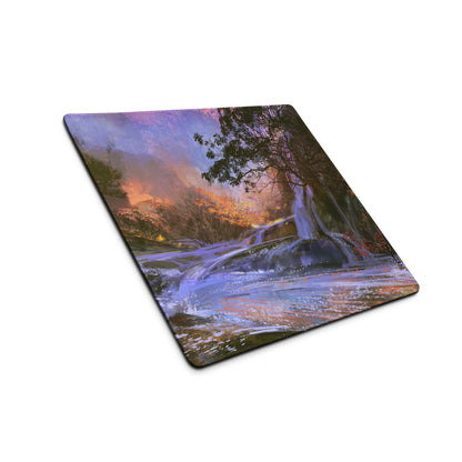 Forest Mist Large Gaming Mouse Pad - Gaming Mouse Pad Purple Blue Forest Setup Landscape Art Calm Mood Printed Fabric