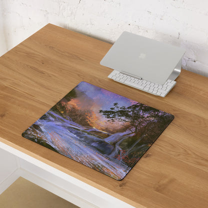 Forest Mist Large Gaming Mouse Pad - Gaming Mouse Pad Purple Blue Forest Setup Landscape Art Calm Mood Printed Fabric