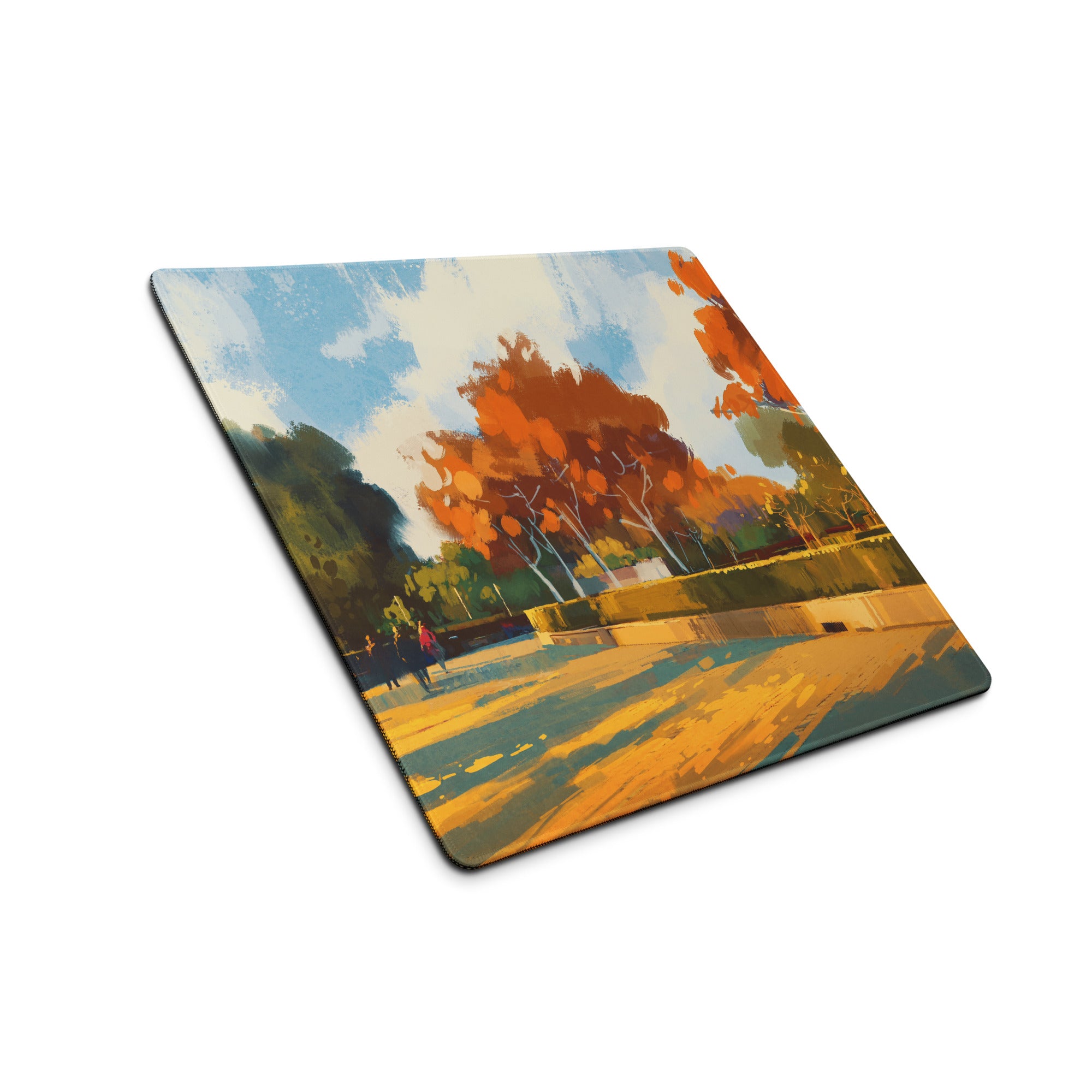 Autumn Orchard Abstract Mouse Pad - Autumn Orchard Orange Desk Abstract Vibrant Mood Modern Rustic Desk Mat Oil Painting