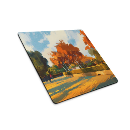 Autumn Orchard Abstract Mouse Pad - Autumn Orchard Orange Desk Abstract Vibrant Mood Modern Rustic Desk Mat Oil Painting
