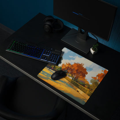Autumn Orchard Abstract Mouse Pad - Autumn Orchard Orange Desk Abstract Vibrant Mood Modern Rustic Desk Mat Oil Painting
