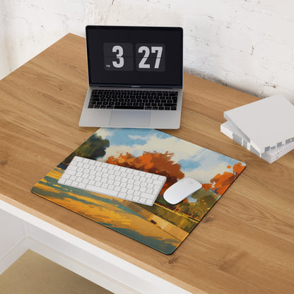 Autumn Orchard Abstract Mouse Pad - Autumn Orchard Orange Desk Abstract Vibrant Mood Modern Rustic Desk Mat Oil Painting