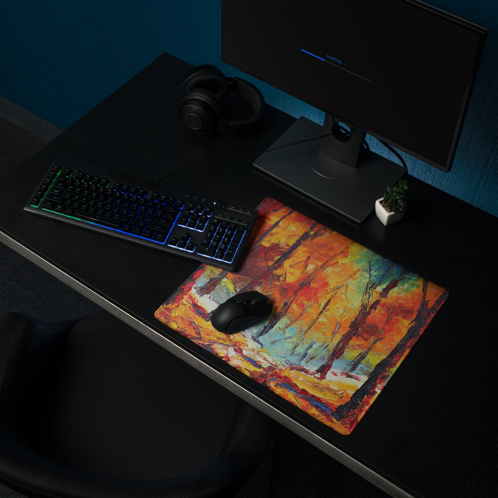 Vibrant Autumn Forest Gaming Pad - Gaming Mouse Pad Multicolor Autumn Palette Home Office Artistic Energetic Mood Modern