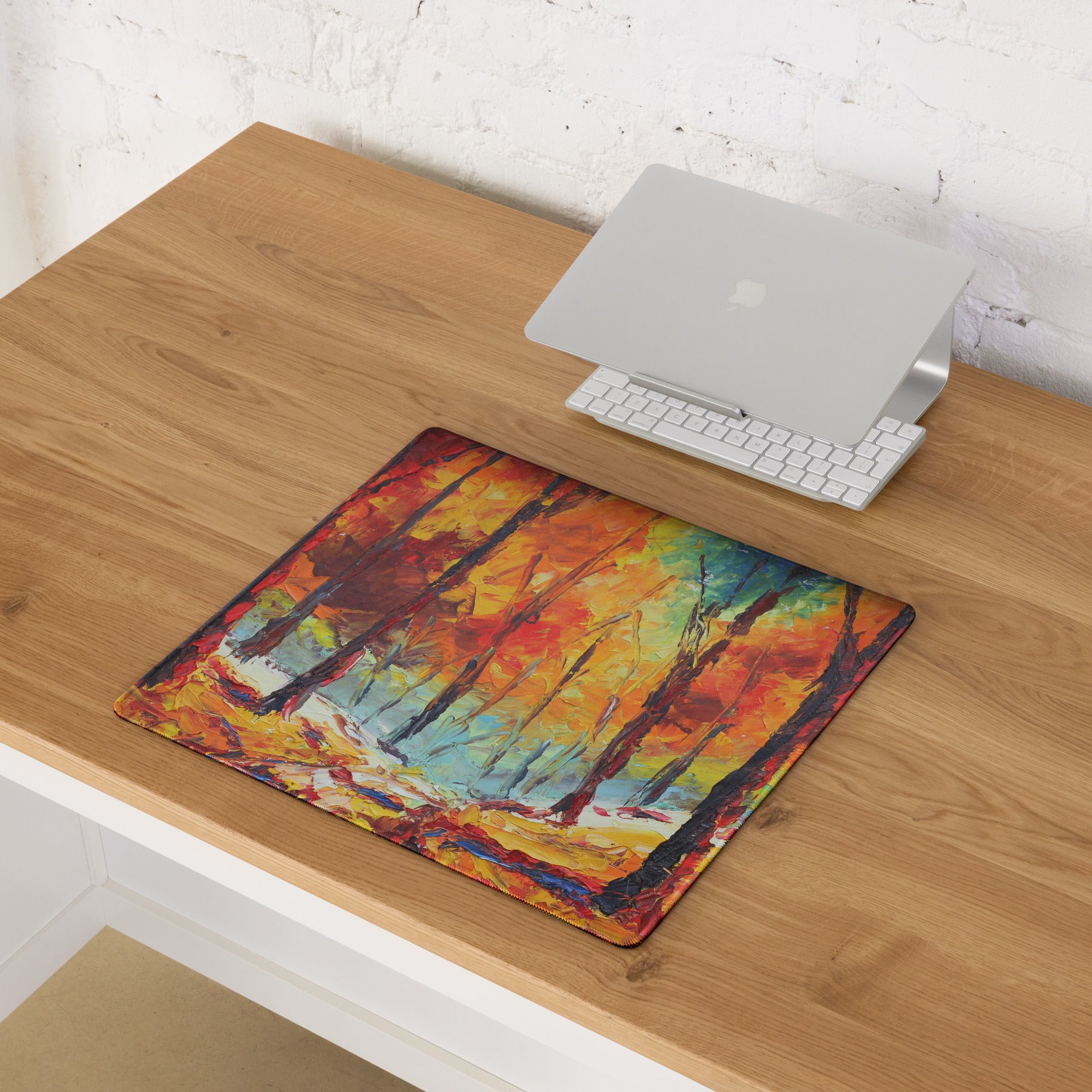 Vibrant Autumn Forest Gaming Pad - Gaming Mouse Pad Multicolor Autumn Palette Home Office Artistic Energetic Mood Modern