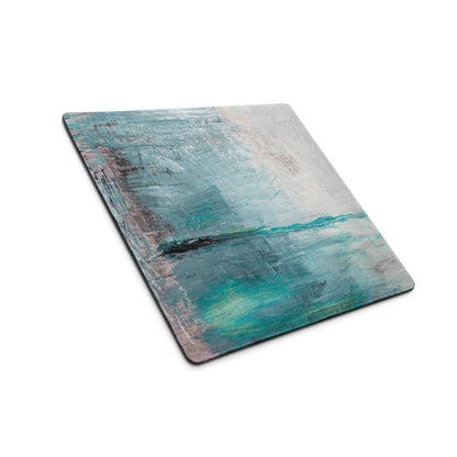 Azure Wave Abstract Pad - Mouse Pad For Gaming Desk Ocean Blue Teal Pink Gray Abstract Digital
