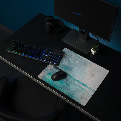 Azure Wave Abstract Pad - Mouse Pad For Gaming Desk Ocean Blue Teal Pink Gray Abstract Digital