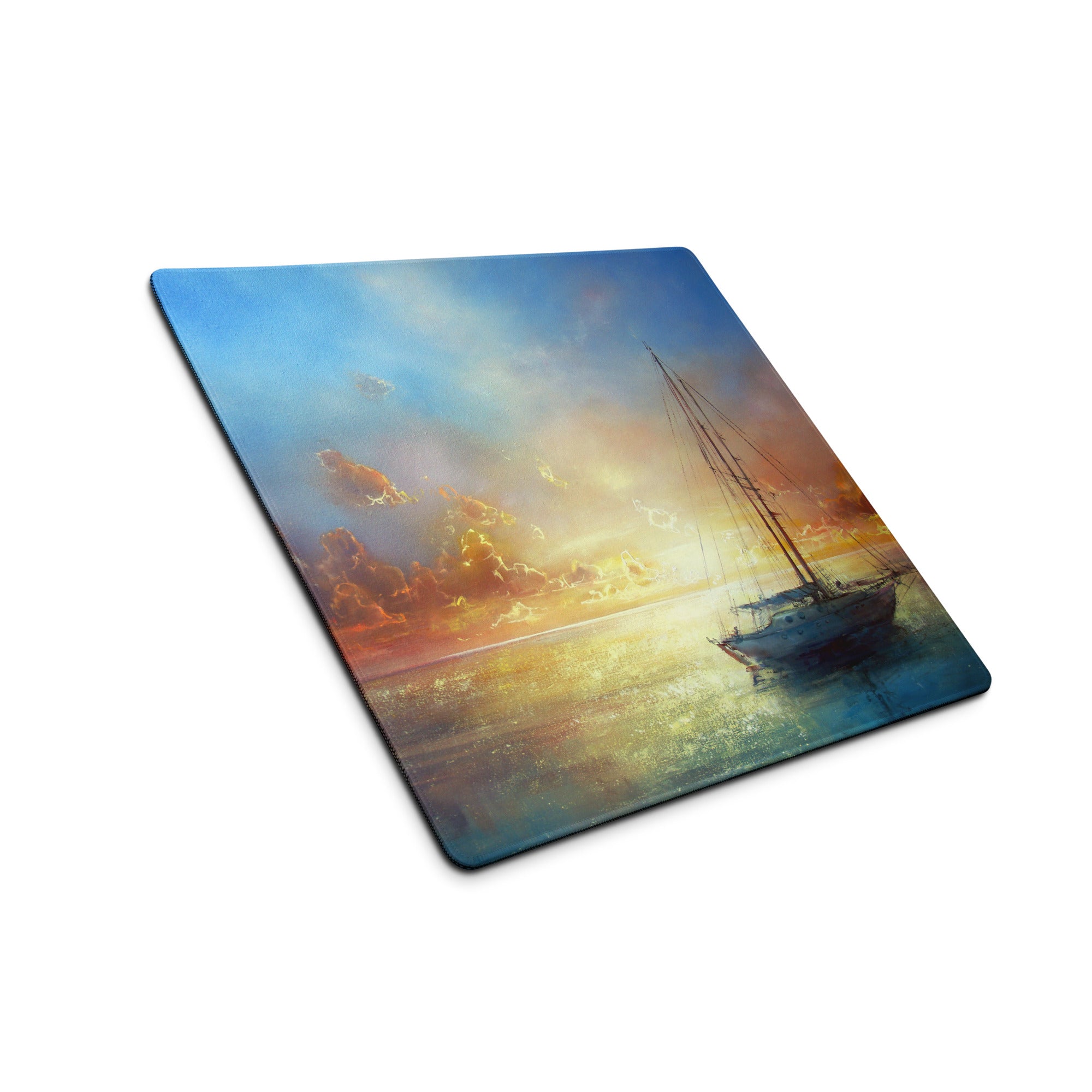 Sunset Sailboat Canvas Mouse Pad - Sailboat Sunset Desk Watercolor Serene Coastal Nautical Desk Pad Digital Print