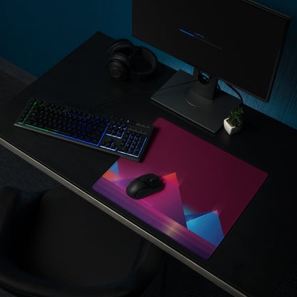 Vibrant Geometric Gaming Mouse Pad - Gaming Mouse Pad Purple Magenta Blue Geometric Desk Energetic Esports Digital Art