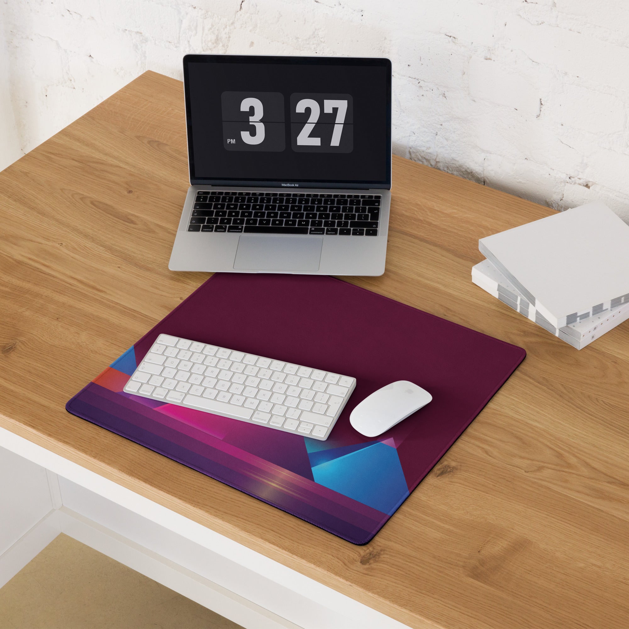 Vibrant Geometric Gaming Mouse Pad - Gaming Mouse Pad Purple Magenta Blue Geometric Desk Energetic Esports Digital Art
