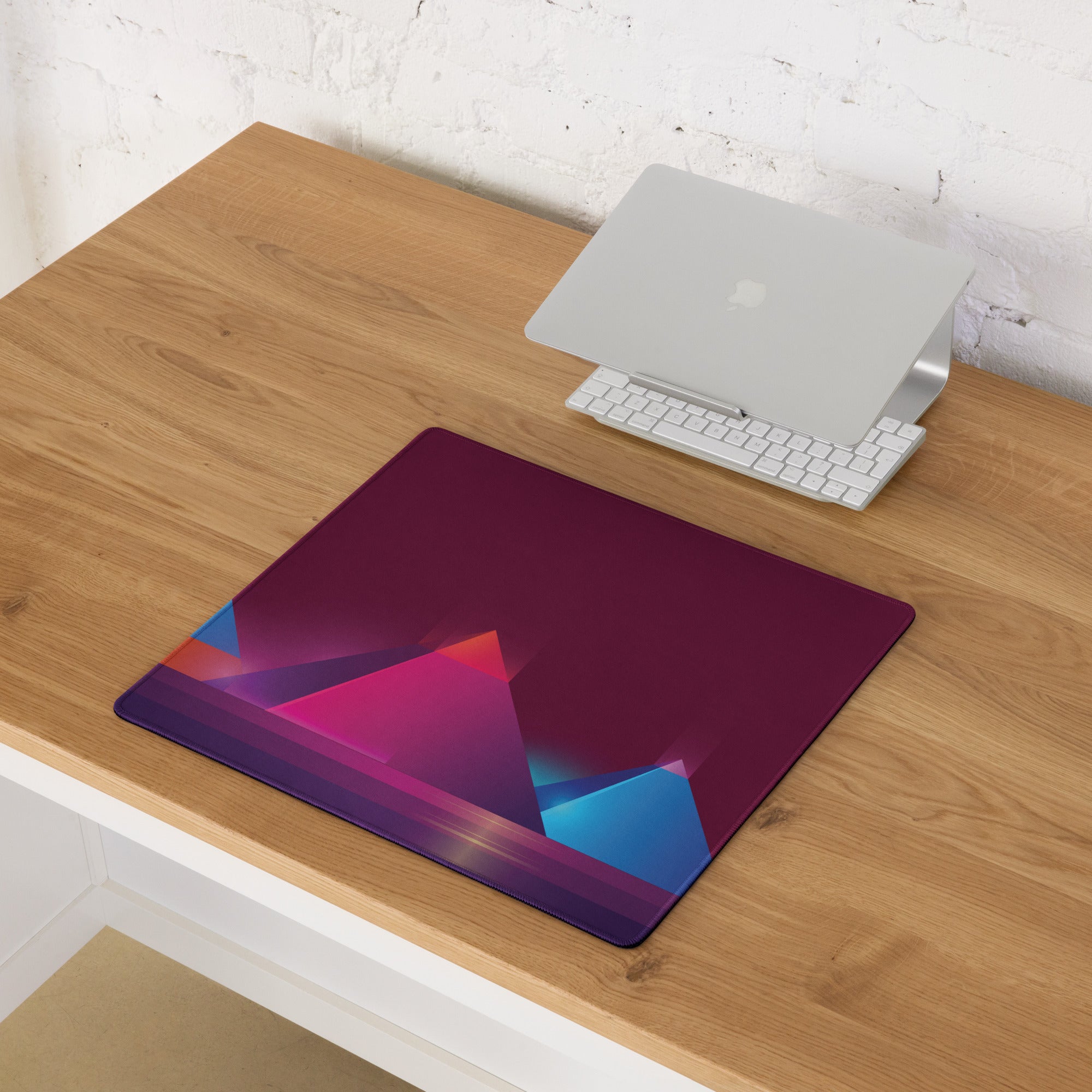 Vibrant Geometric Gaming Mouse Pad - Gaming Mouse Pad Purple Magenta Blue Geometric Desk Energetic Esports Digital Art