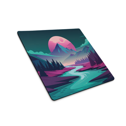Aurora Peak Mouse Pad - Mouse Pad Teal Pink Blue Gaming Desk Modern Vibrant Contemporary Large Desk Mat Digital