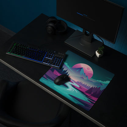Aurora Peak Mouse Pad - Mouse Pad Teal Pink Blue Gaming Desk Modern Vibrant Contemporary Large Desk Mat Digital