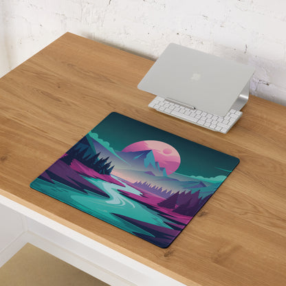 Aurora Peak Mouse Pad - Mouse Pad Teal Pink Blue Gaming Desk Modern Vibrant Contemporary Large Desk Mat Digital