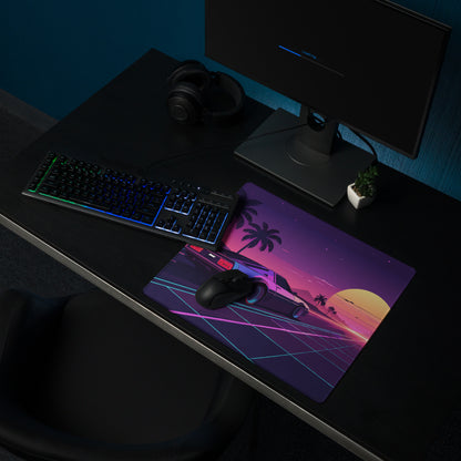 Neon Sunset Gaming Mouse Pad - Gaming Mouse Pad Purple Pink Neon Sunset Desk Mood Vibrant Retro Futurism