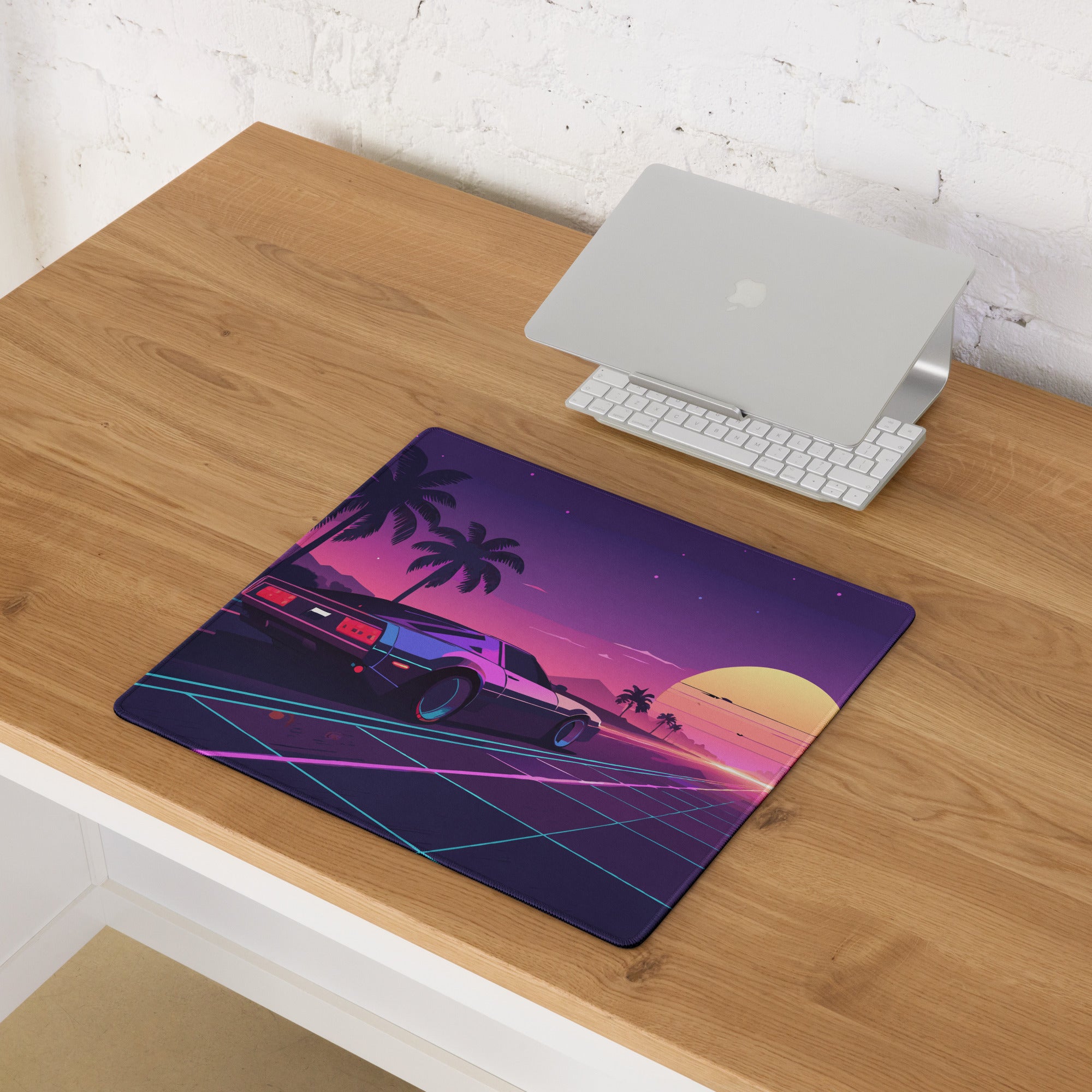 Neon Sunset Gaming Mouse Pad - Gaming Mouse Pad Purple Pink Neon Sunset Desk Mood Vibrant Retro Futurism