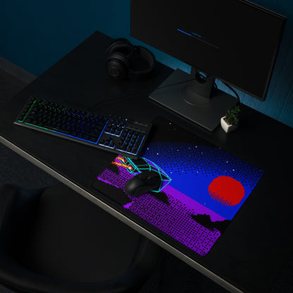 Neon Nightfall Gaming Mouse Pad - Gaming Mouse Pad Black Blue Red Neon Vibrant Mood Cyberpunk Esports Gift Digital Art