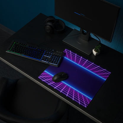 Neon Grid Gaming Mouse Pad - Gaming Mouse Pad Purple Pink Blue Desk Setup Synthwave Mood Energetic Cyberpunk Neon Art