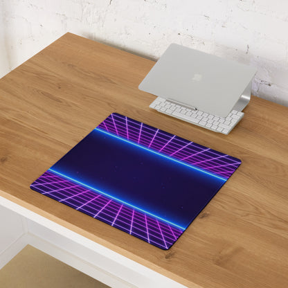 Neon Grid Gaming Mouse Pad - Gaming Mouse Pad Purple Pink Blue Desk Setup Synthwave Mood Energetic Cyberpunk Neon Art
