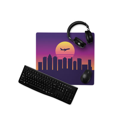 Sunset Skyline Mouse Pad - Gaming Mouse Pad Purple Sunset Desk Setup Cityscape Vibrant Mood Modern Decor Esports Gift