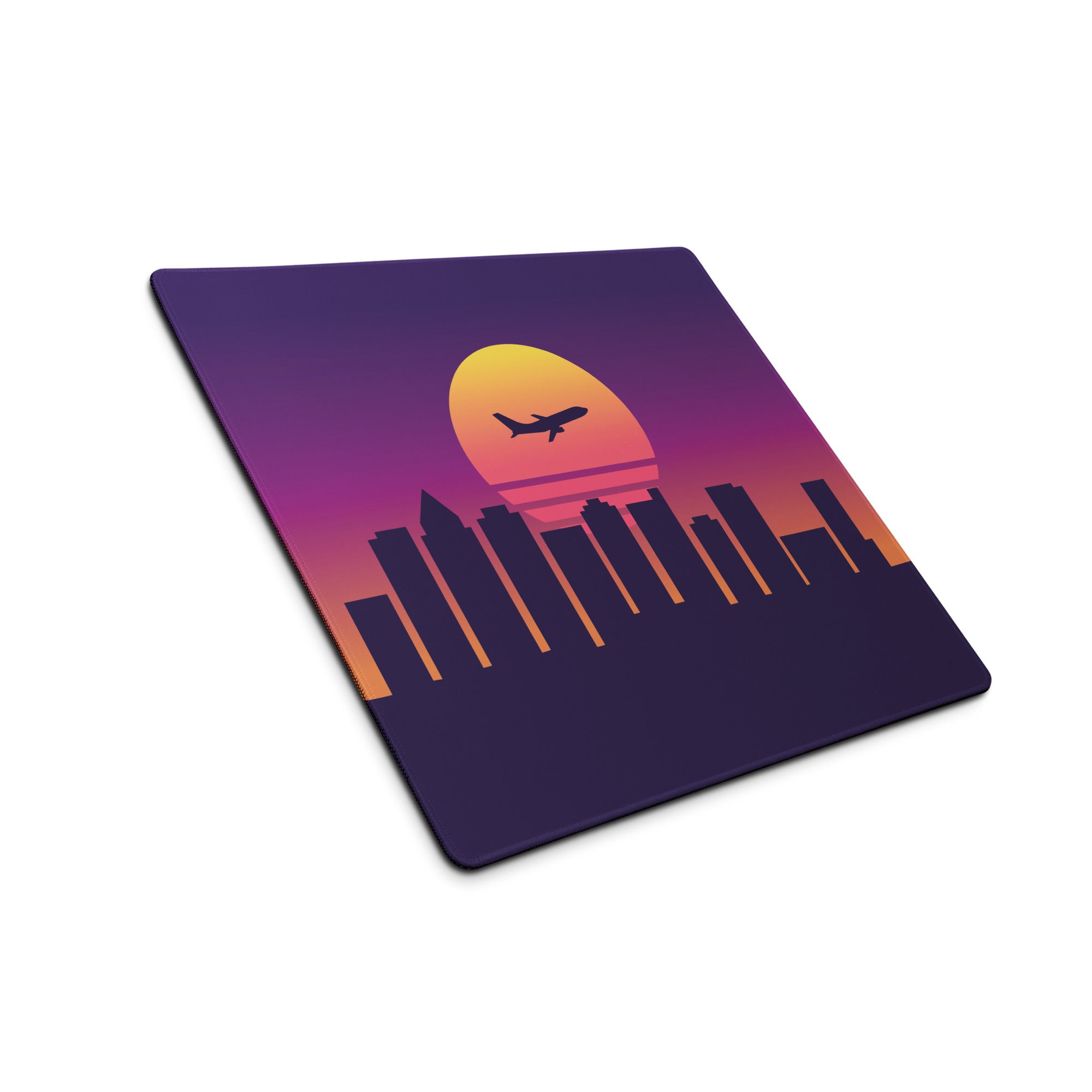 Sunset Skyline Mouse Pad - Gaming Mouse Pad Purple Sunset Desk Setup Cityscape Vibrant Mood Modern Decor Esports Gift