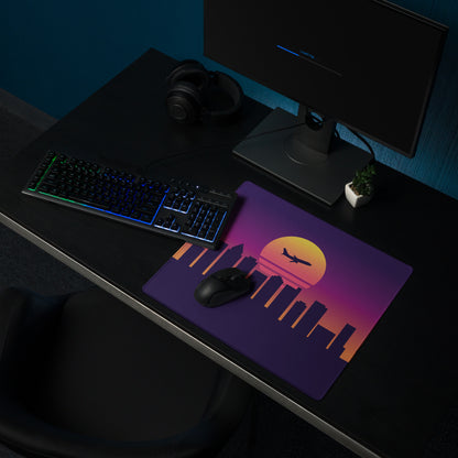 Sunset Skyline Mouse Pad - Gaming Mouse Pad Purple Sunset Desk Setup Cityscape Vibrant Mood Modern Decor Esports Gift