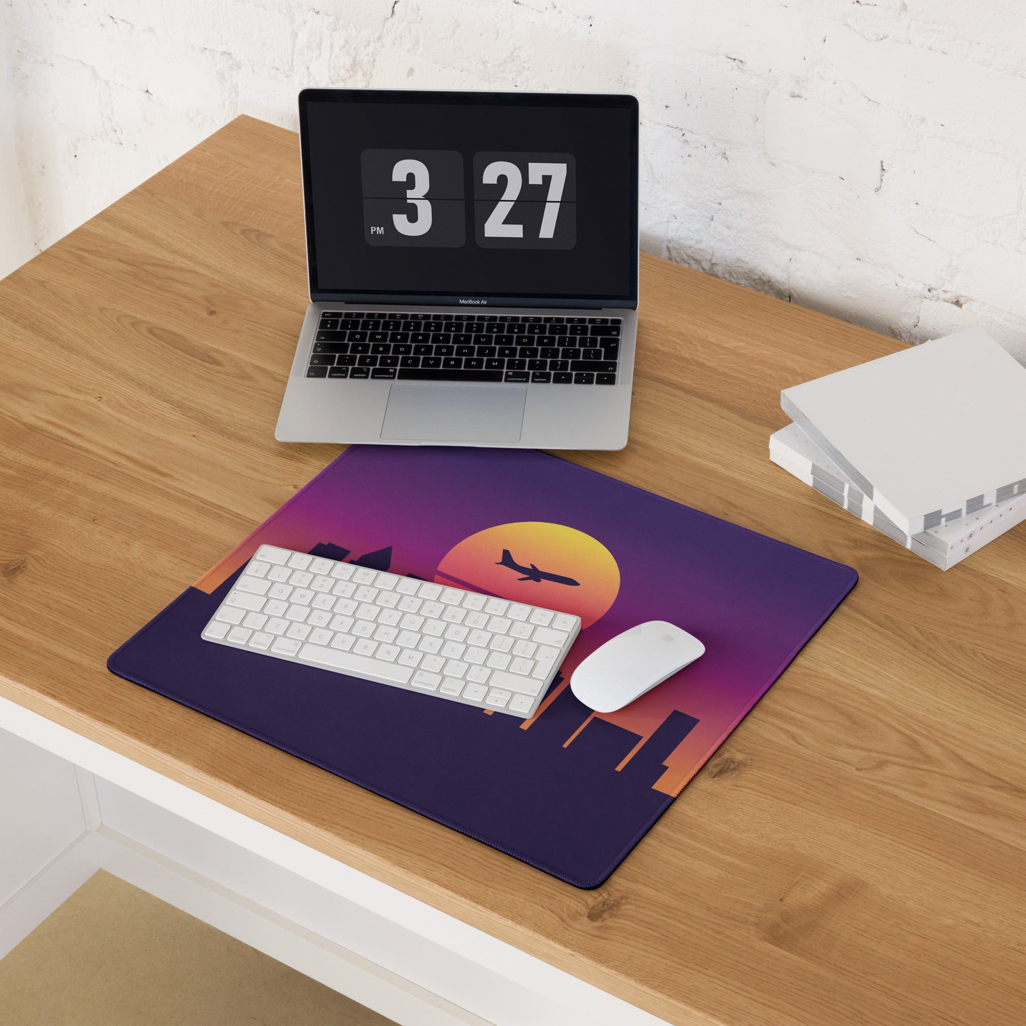 Sunset Skyline Mouse Pad - Gaming Mouse Pad Purple Sunset Desk Setup Cityscape Vibrant Mood Modern Decor Esports Gift