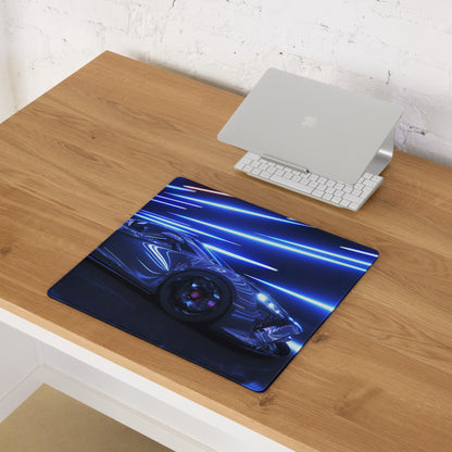 Neon Velocity Car Theme Mouse Pad - Car Blue Neon Gaming Desk - Energetic Cyberpunk Modern Non Slip Digital