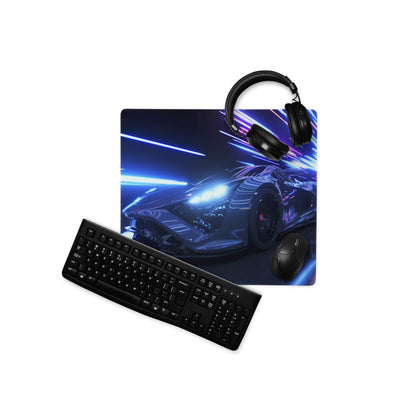 Neon Velocity Mouse Pad - Gaming Mouse Pad Neon Blue Purple Energetic Futuristic Digital Print