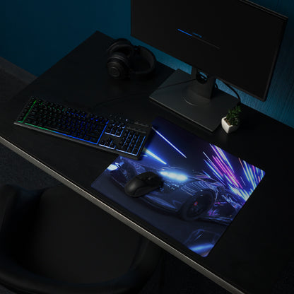 Neon Velocity Mouse Pad - Gaming Mouse Pad Neon Blue Purple Energetic Futuristic Digital Print