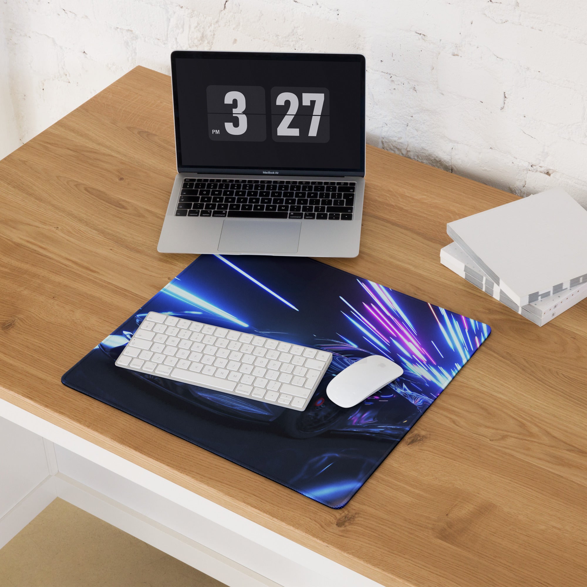 Neon Velocity Mouse Pad - Gaming Mouse Pad Neon Blue Purple Energetic Futuristic Digital Print