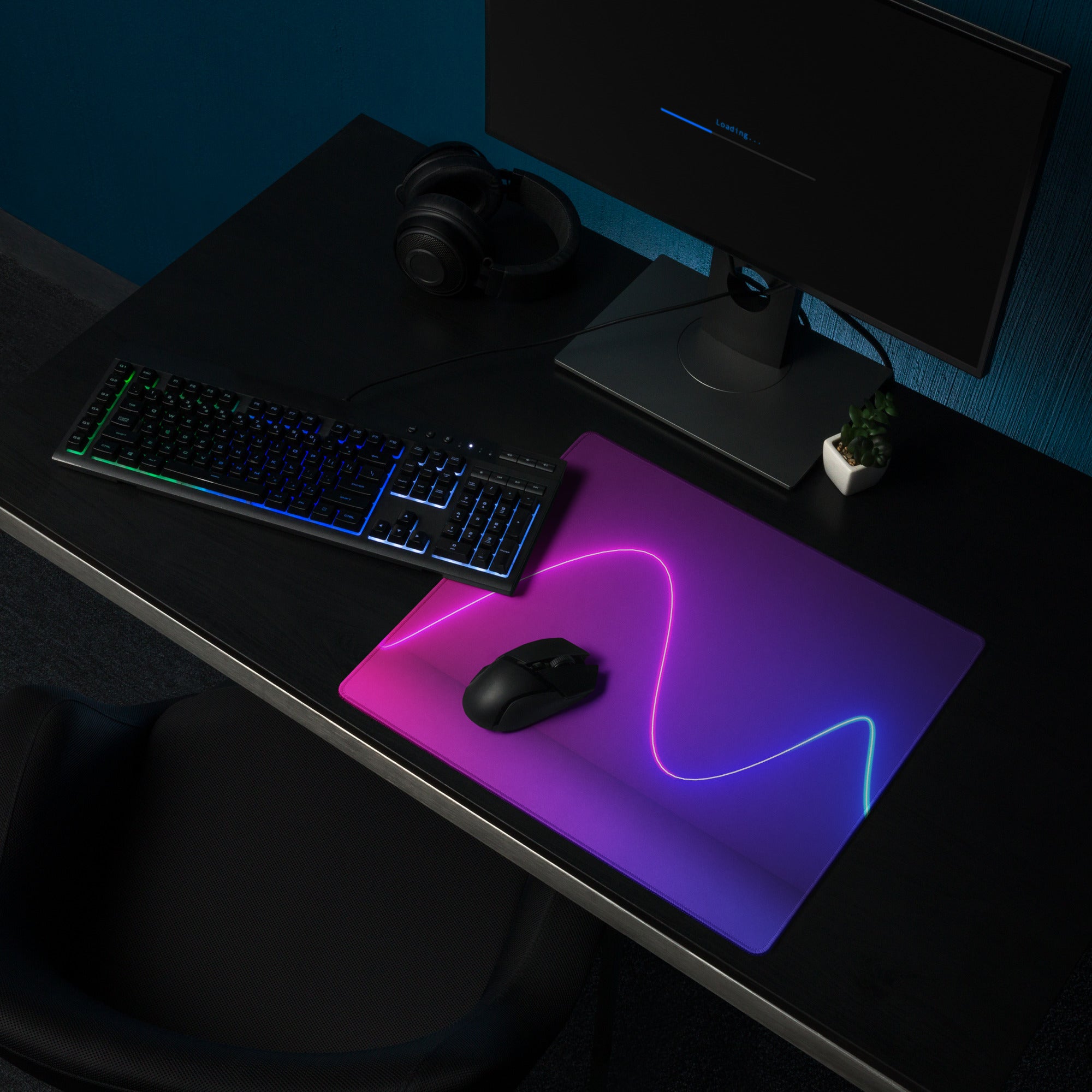 Nebula Neon Gaming Mouse Pad - Gaming Mouse Pad Purple Pink Desk Neon Gradient Mood Neon Cyberpunk RGB Digital Art