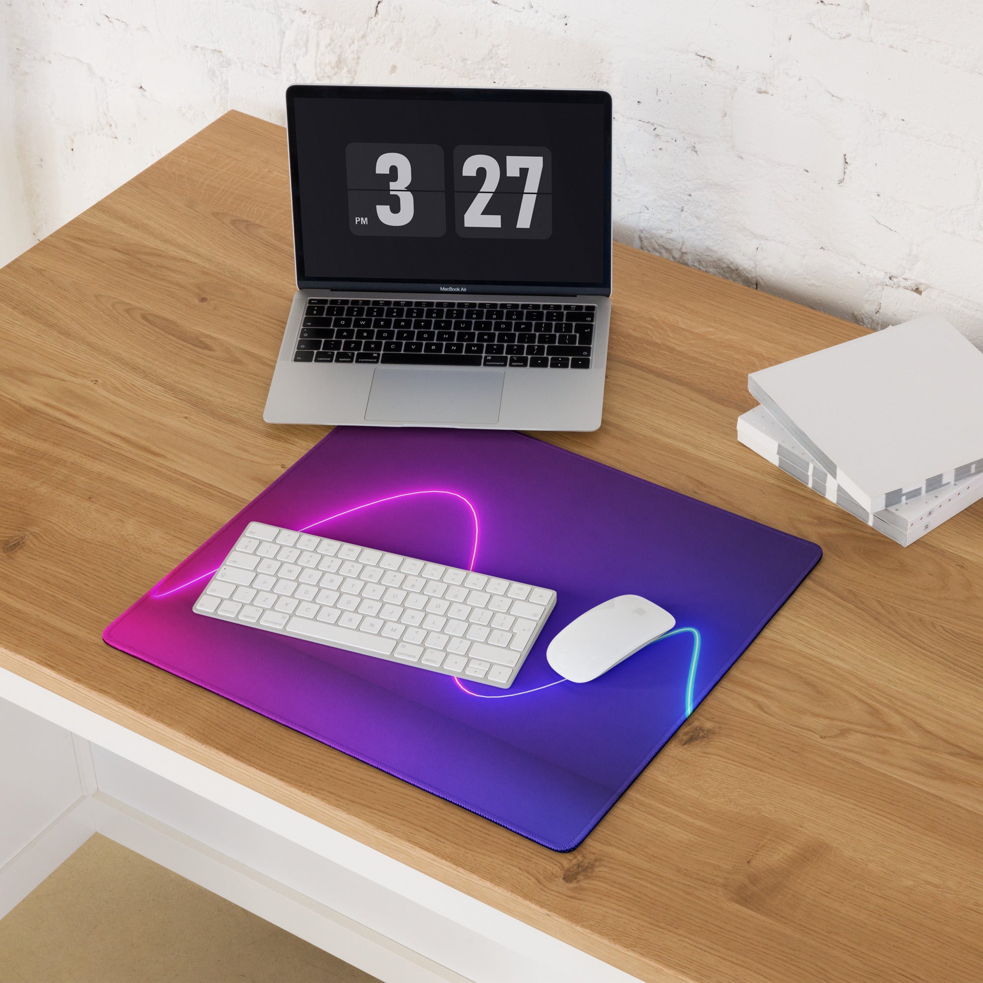 Nebula Neon Gaming Mouse Pad - Gaming Mouse Pad Purple Pink Desk Neon Gradient Mood Neon Cyberpunk RGB Digital Art