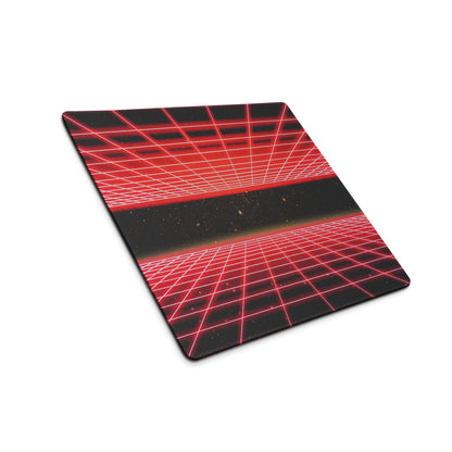 Red Neon Grid Gaming Pad - Mouse Pad Red Gaming Setup Cyberpunk Energetic Mood Large Desk Mat Digital Print
