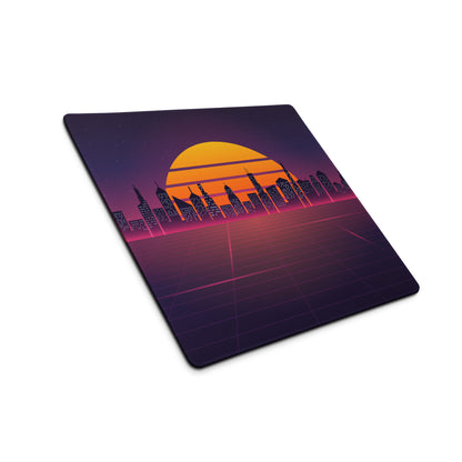 Neon City Sunset Mouse Pad - City Skyline Purple Pink Orange Gaming Synthwave Mood Neon Vaporwave Decor Retro Digital