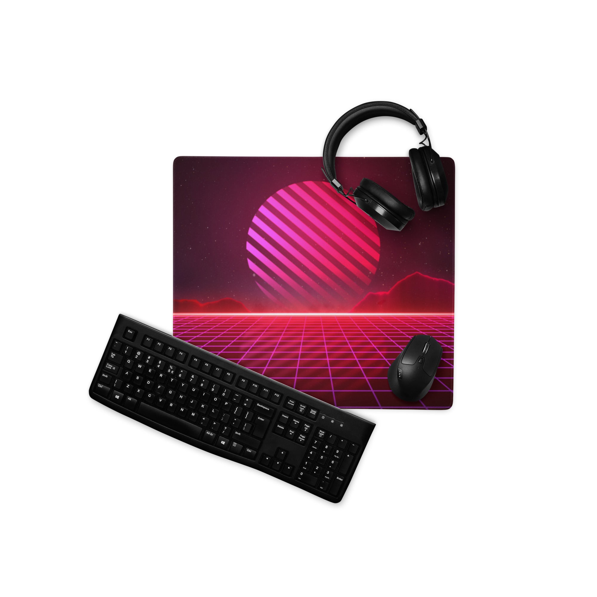 Neon Grid Prism Mouse Pad - Gaming Mouse Pad Neon Pink Desk Cyberpunk Vibrant Mood Cyberpunk Decor Esports Mat