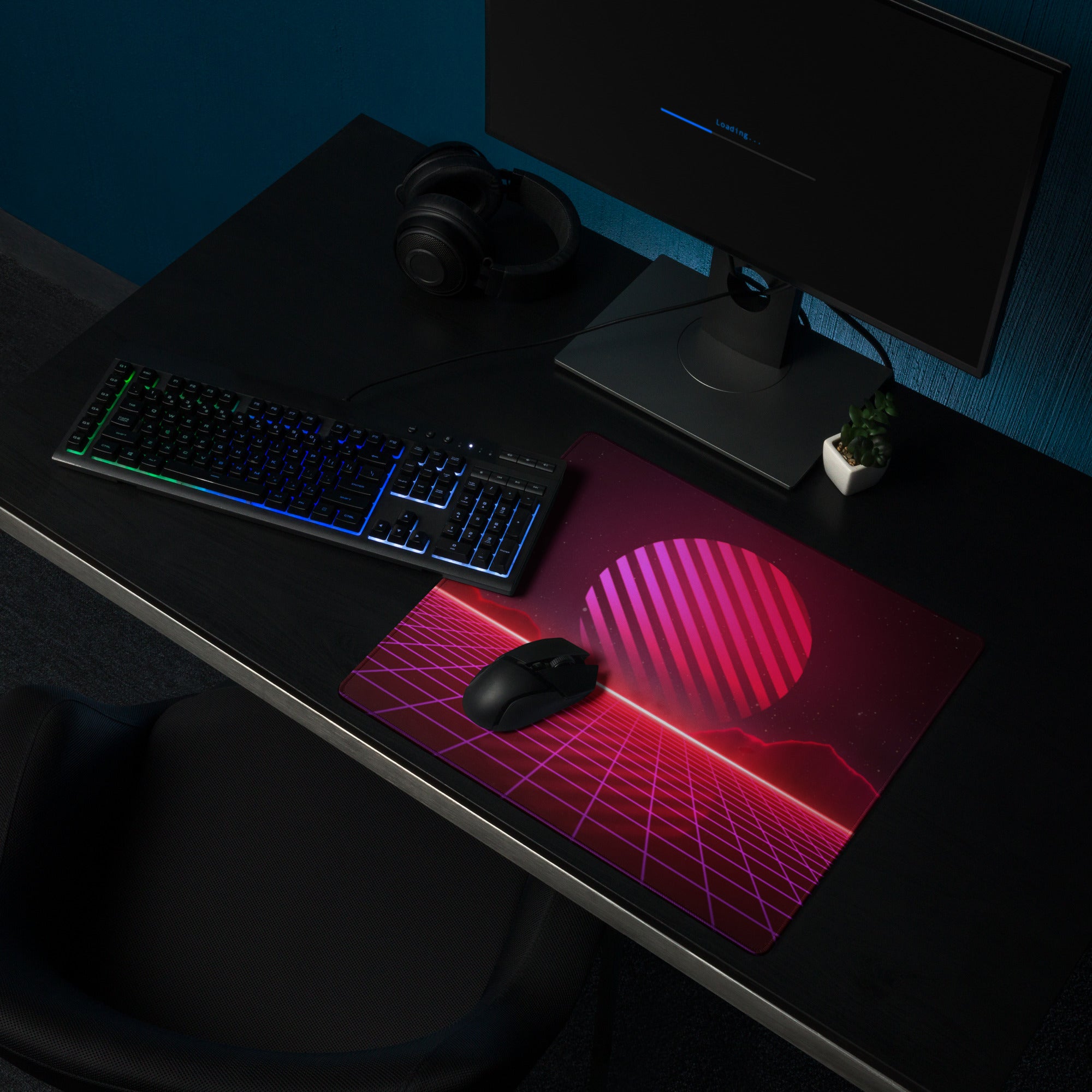 Neon Grid Prism Mouse Pad - Gaming Mouse Pad Neon Pink Desk Cyberpunk Vibrant Mood Cyberpunk Decor Esports Mat