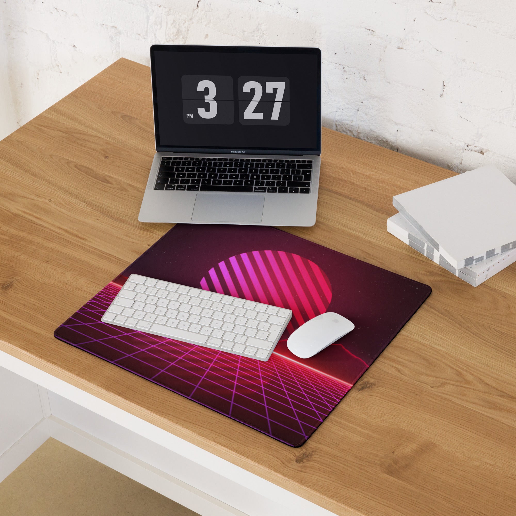 Neon Grid Prism Mouse Pad - Gaming Mouse Pad Neon Pink Desk Cyberpunk Vibrant Mood Cyberpunk Decor Esports Mat