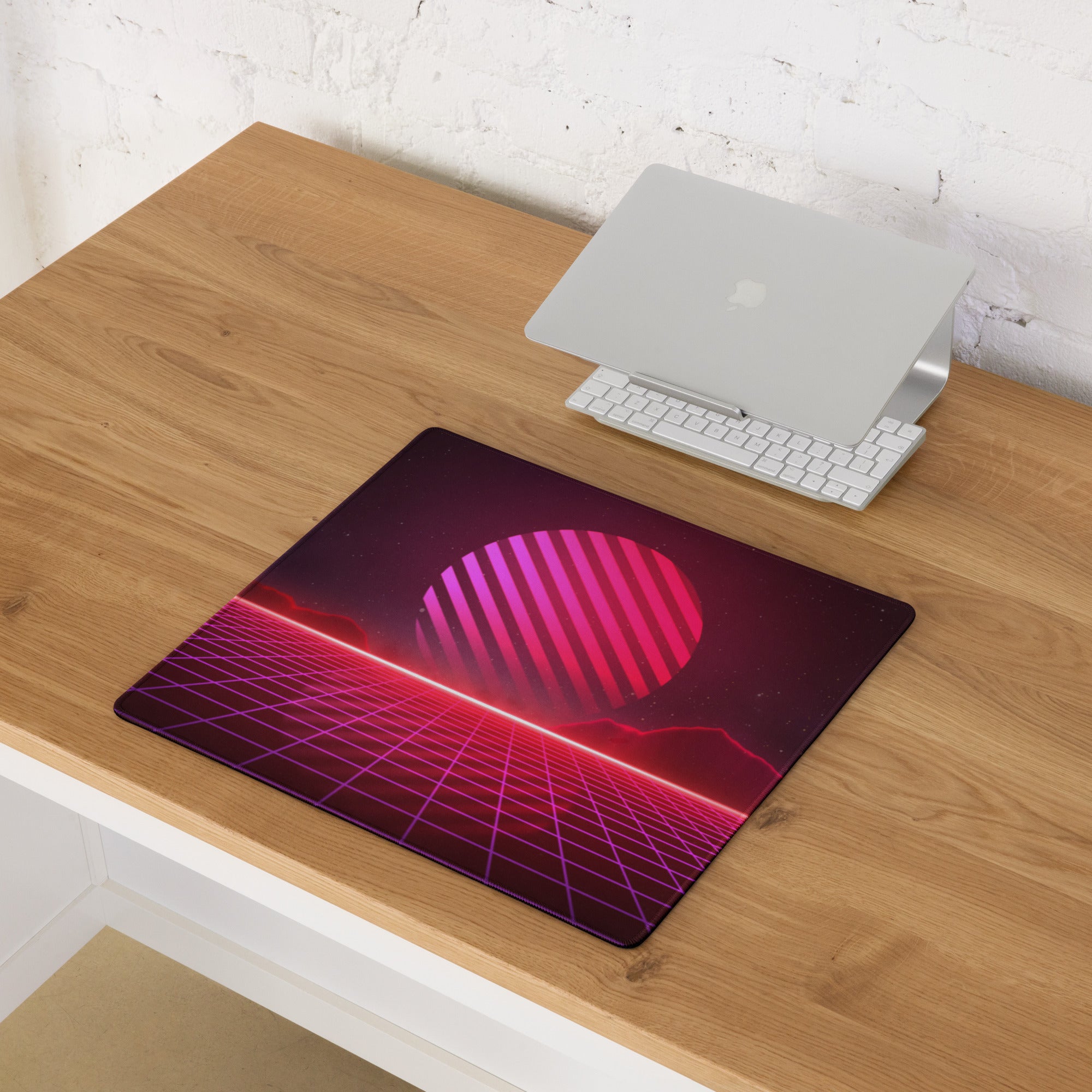 Neon Grid Prism Mouse Pad - Gaming Mouse Pad Neon Pink Desk Cyberpunk Vibrant Mood Cyberpunk Decor Esports Mat