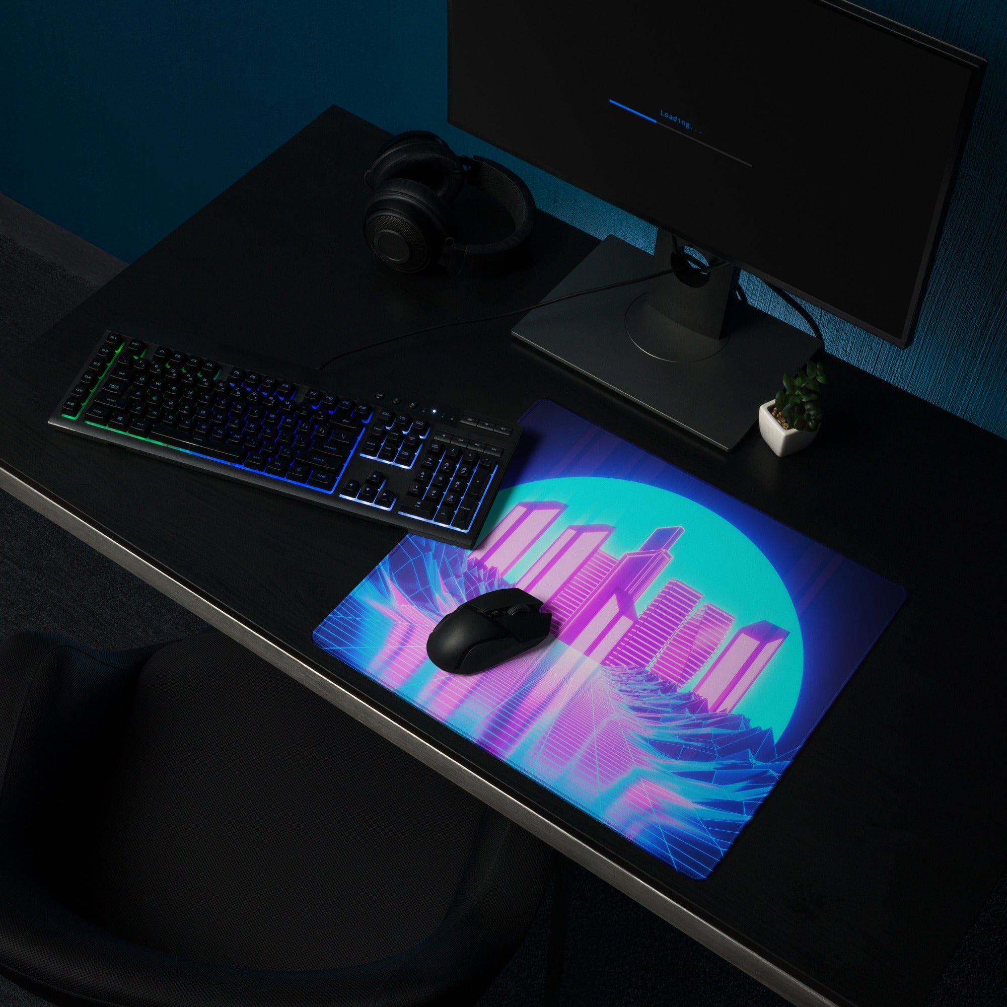 Neon City Cyberpunk Gaming Mouse Pad - Gaming Mouse Pad Neon Blue Pink For Gaming Desk Cyberpunk Synthwave Vibrant Futuristic Neon Decor Gaming Desk Rgb Digital Art