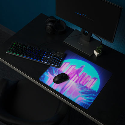 Neon City Cyberpunk Gaming Mouse Pad - Gaming Mouse Pad Neon Blue Pink For Gaming Desk Cyberpunk Synthwave Vibrant Futuristic Neon Decor Gaming Desk Rgb Digital Art
