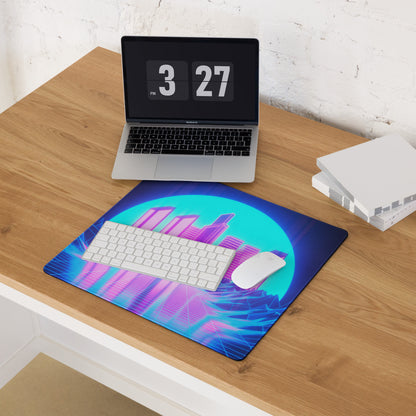 Neon City Cyberpunk Gaming Mouse Pad - Gaming Mouse Pad Neon Blue Pink For Gaming Desk Cyberpunk Synthwave Vibrant Futuristic Neon Decor Gaming Desk Rgb Digital Art