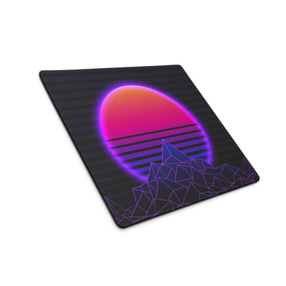 Neon Sunset Mountain Mouse Pad - Neon Sunset Mountain Purple Pink Desk Synthwave Mood Vibrant Neon Glow RGB Desk Mat