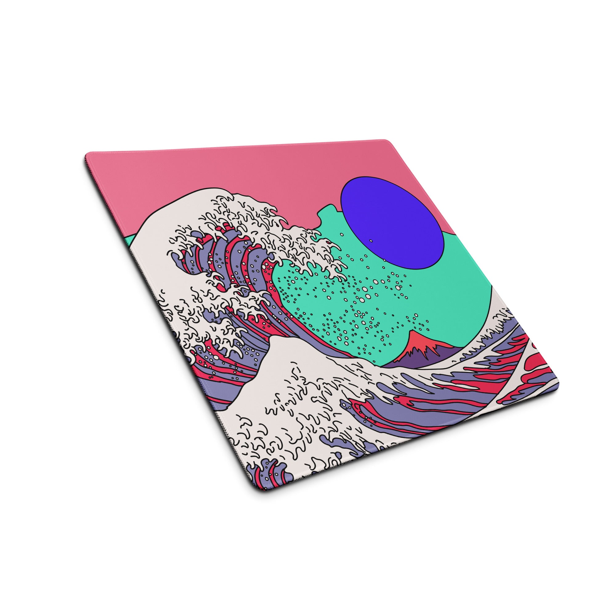 Pink Wave Pop Art Gaming Mouse Pad - Ocean Wave Pink Teal Desk Pop Art Vibrant Modern Pop Esports Digital Art