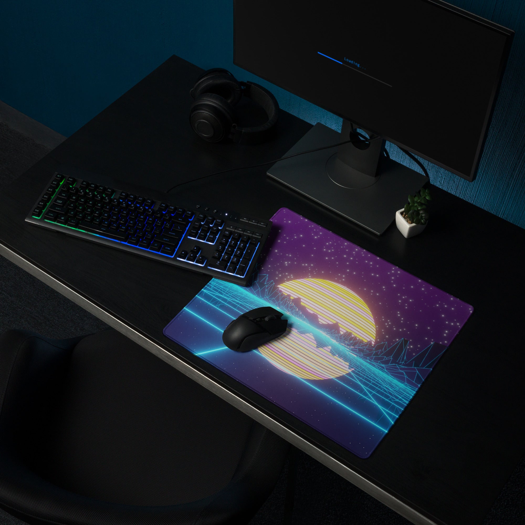Neon Cosmos Gaming Mouse Pad - Gaming Mouse Pad Purple Blue Neon Desktop Setup Synthwave Cyberpunk Style Immersive Mood