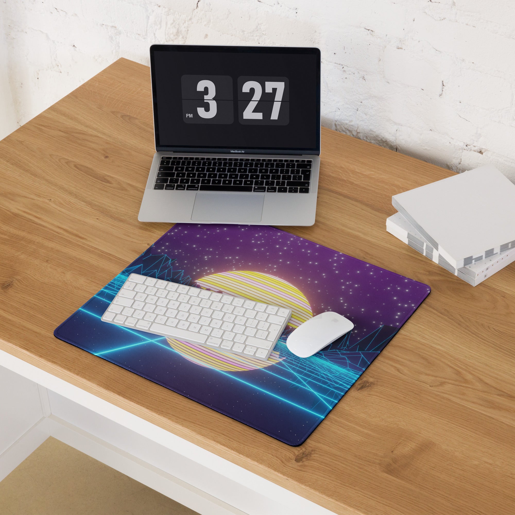 Neon Cosmos Gaming Mouse Pad - Gaming Mouse Pad Purple Blue Neon Desktop Setup Synthwave Cyberpunk Style Immersive Mood