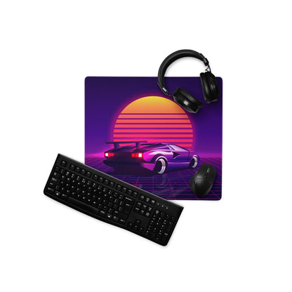 Neon Sunset Synthwave Mouse Pad - Mouse Pad Purple Neon Desk Synthwave Mood Vibrant Retro Neon Gaming Art