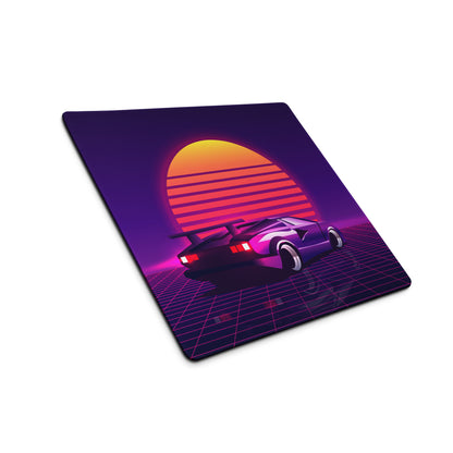 Neon Sunset Synthwave Mouse Pad - Mouse Pad Purple Neon Desk Synthwave Mood Vibrant Retro Neon Gaming Art