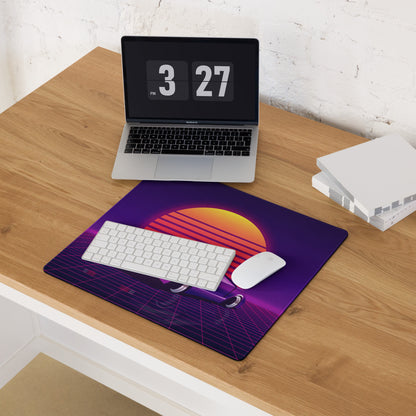 Neon Sunset Synthwave Mouse Pad - Mouse Pad Purple Neon Desk Synthwave Mood Vibrant Retro Neon Gaming Art