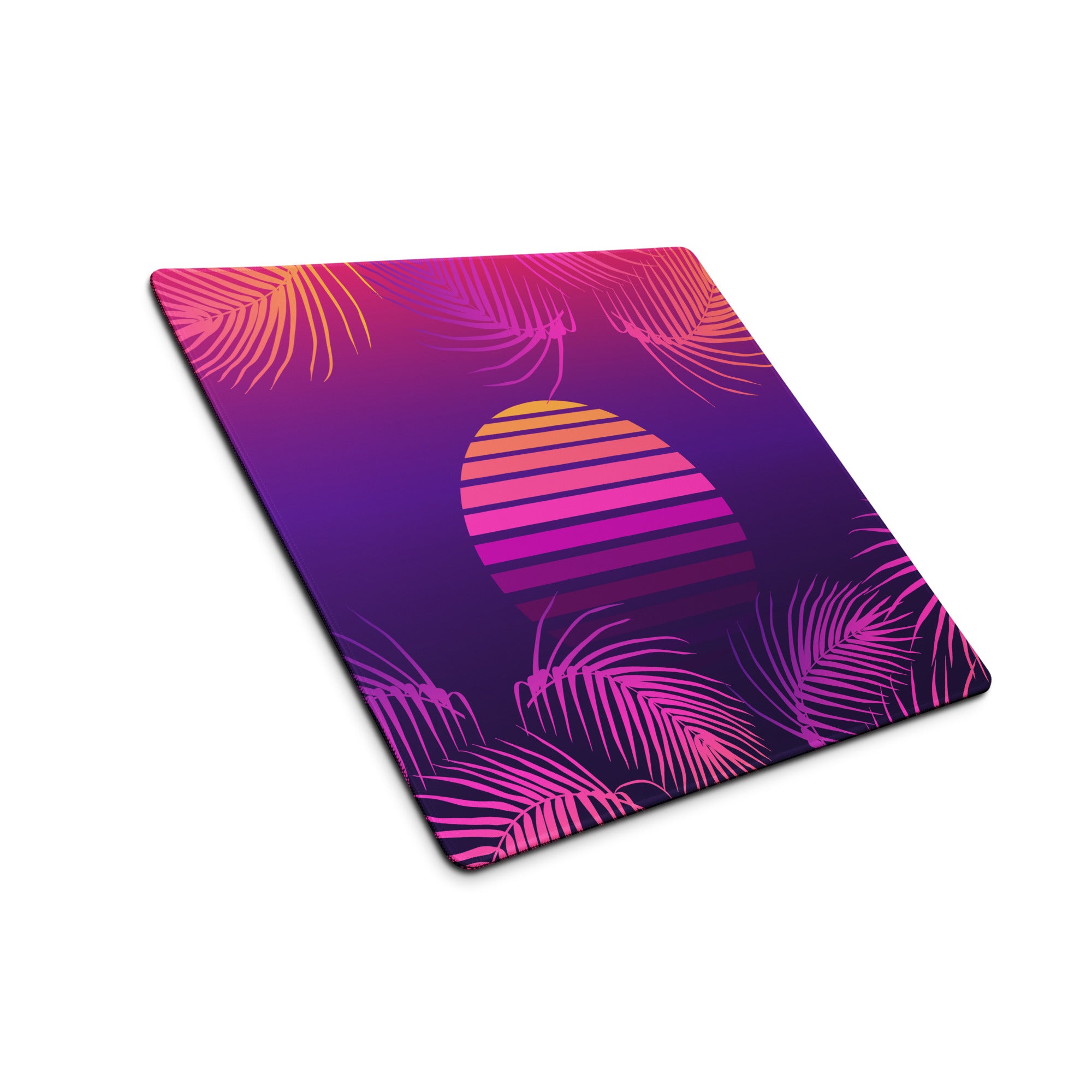 Neon Palm Sunset Mouse Pad - Gaming Mouse Pad Purple Pink Gradient Desk Setup Tropical Style Vibrant Sunset Mood